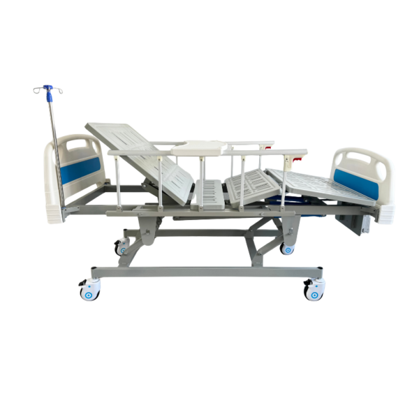 Cama Hospitalaria Manual  3 Funciones + Atríl porta Suero + Mesa   SKU: KPC-BD08